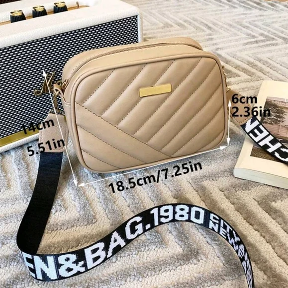 Crossbody Guitar strap Mini Bag/ Purse Tan Faux leather - Picture 5 of 5